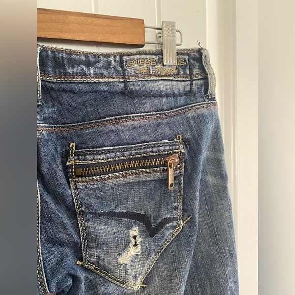 Guess Jeans low rise distressed jeans, blue, size 29 - Picture 3 of 10
